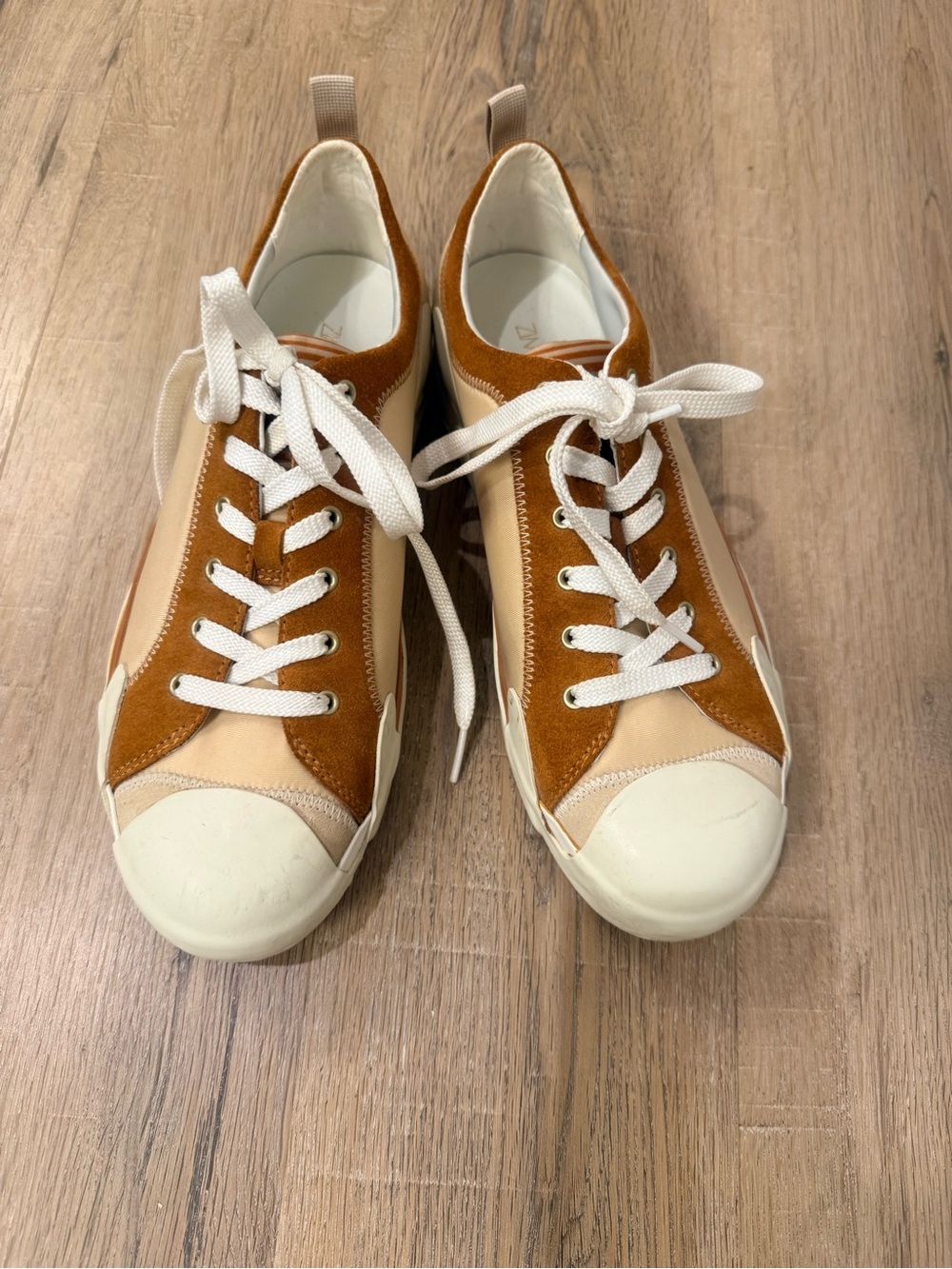 Zimmermann Two-Tone Tan suede and Cream luxury Sneakers